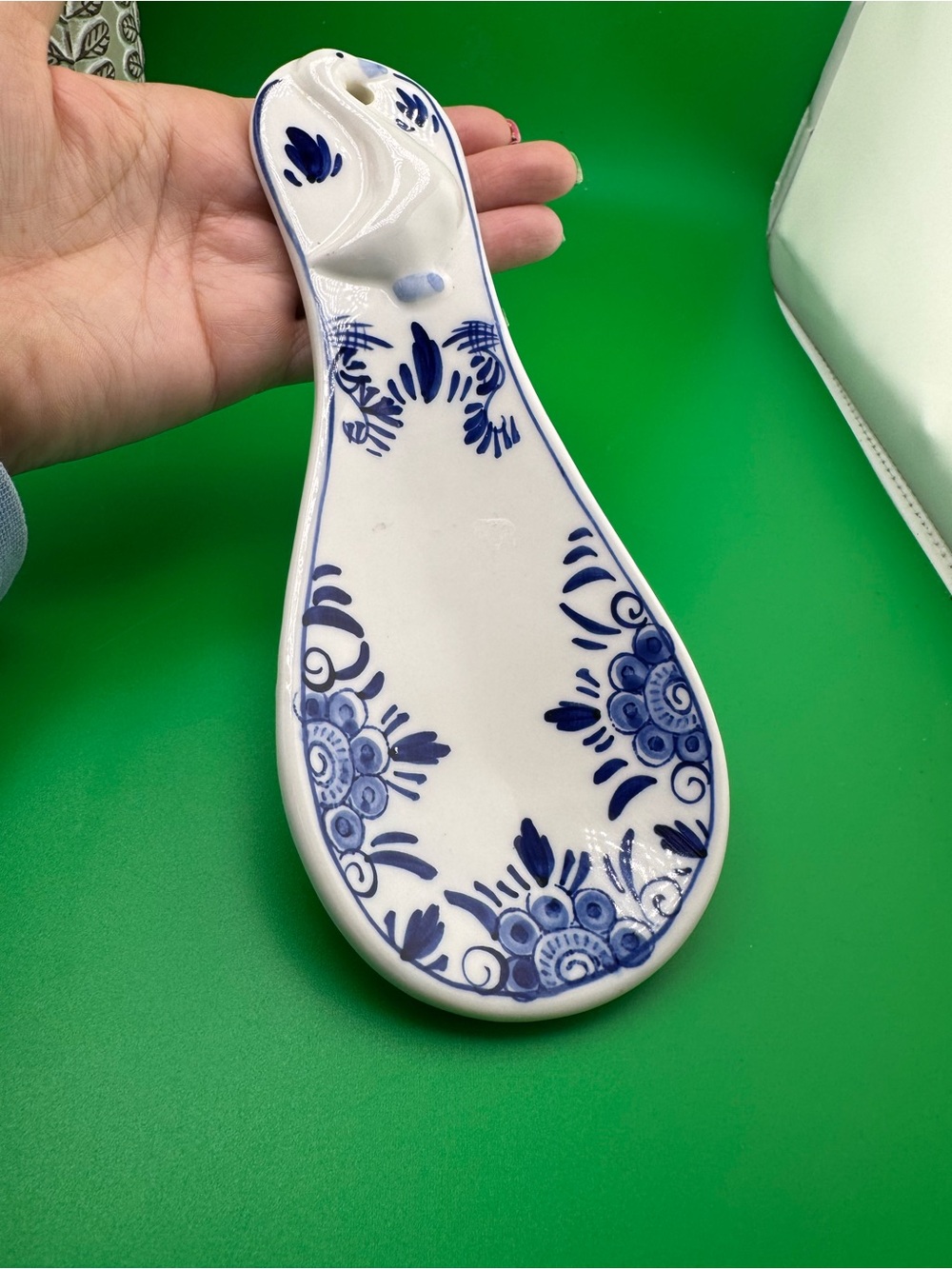 Vintage Delft Blue Footed Spoon Rest